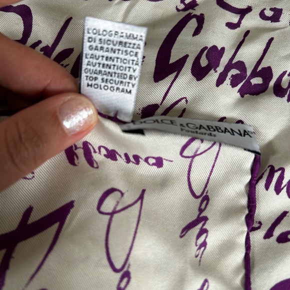 Authentic Dolce and Gabbana white and purple Silk Scarf - Picture 2 of 7
